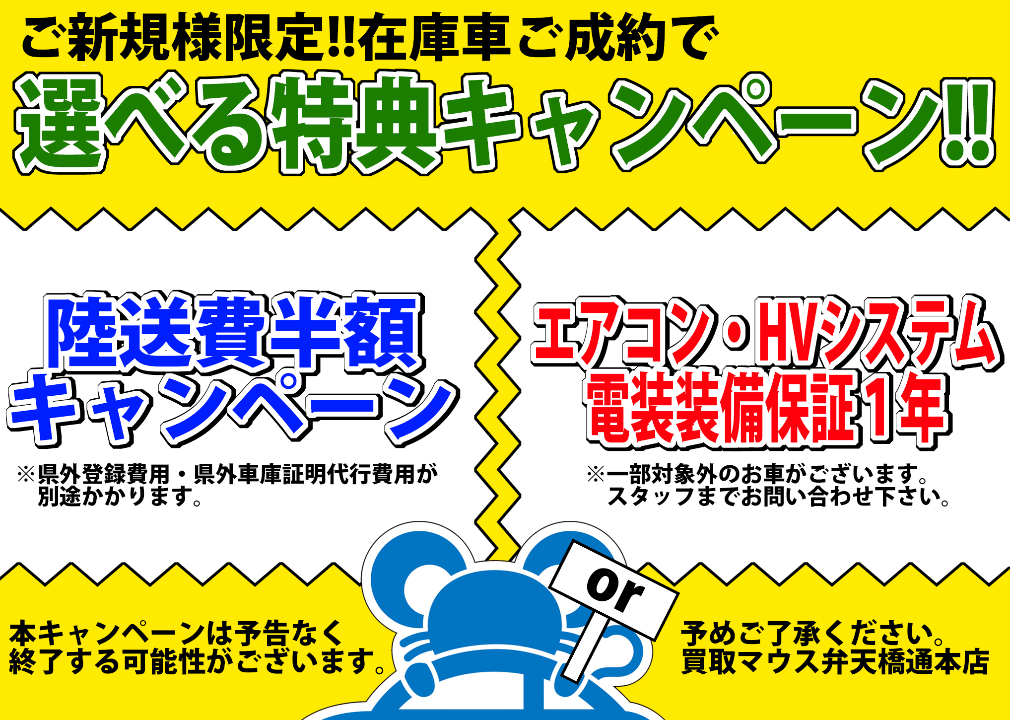 ご新規様選べるキャンペーン！！